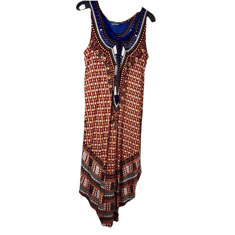 the Exist Women's One-Size Traditional Dashiki Print High-Low Rayon Dress.